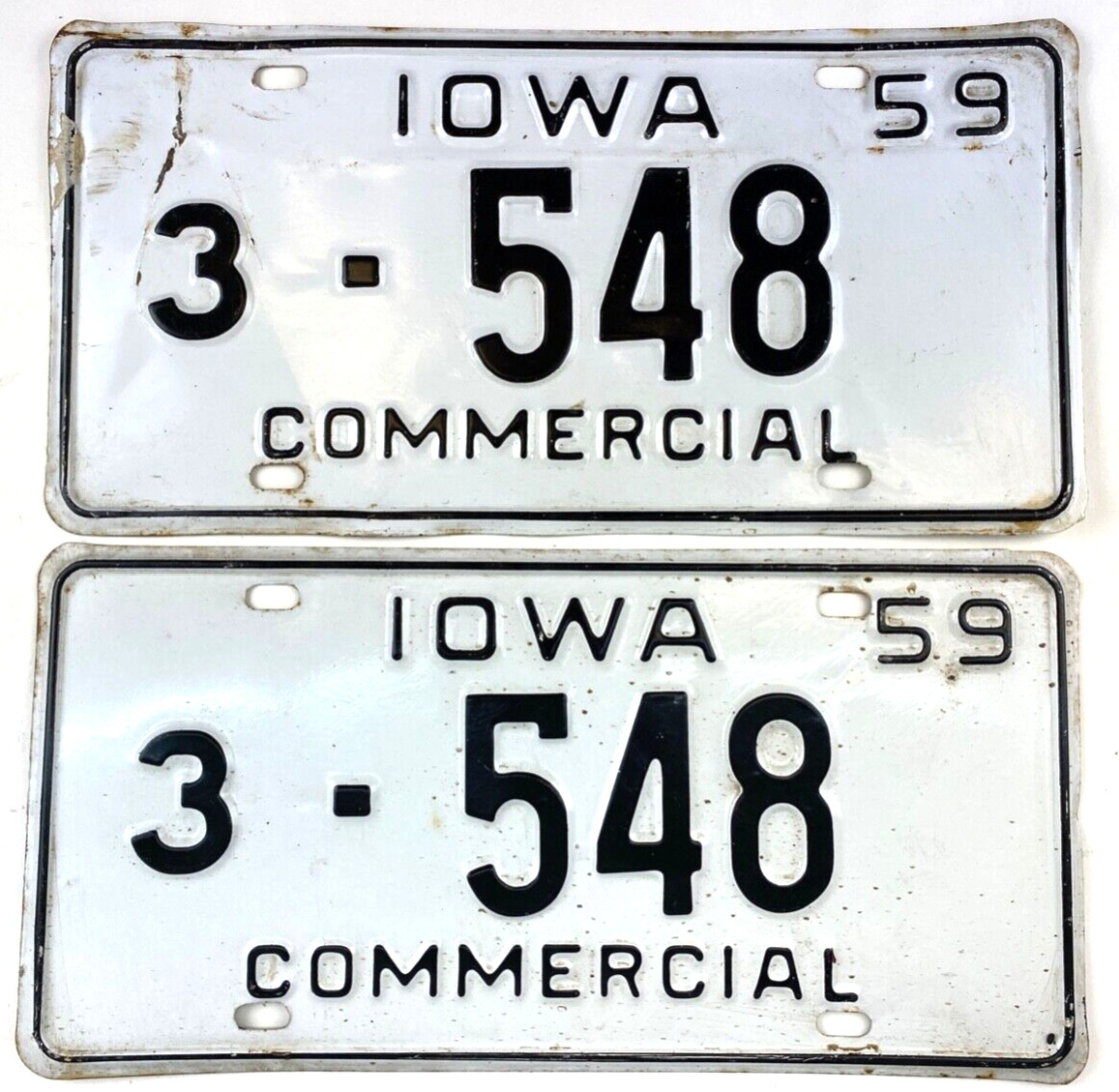 Iowa 1959 License Plate Commercial Truck Set Allamakee Co Vintage Wall Decor