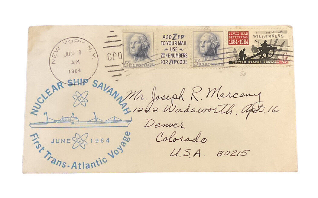 NS Savannah June 1964 1st Trans Atlantic Voyage NY Bremerhaven Envelope ZF