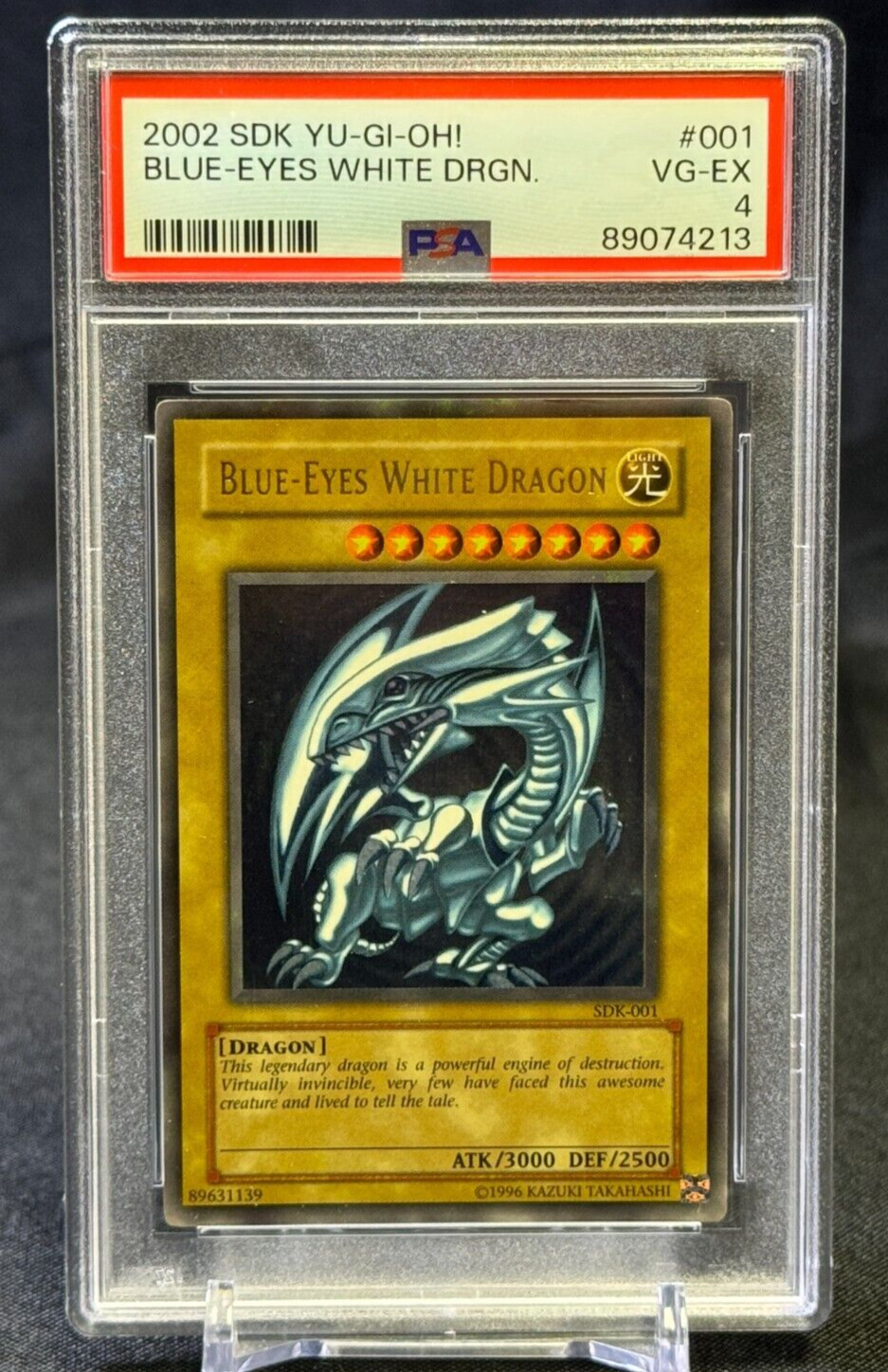 Blue-Eyes White Dragon 2002 Yu-Gi-Oh #SDK-001 Unlimited PSA 4 VG-EX