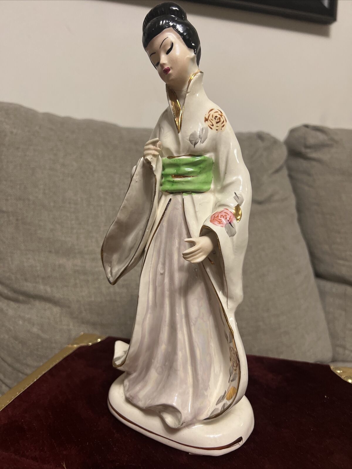 VIntage Porcelain Japanese Geisha Girl in Kimono Figurine Japan 12”