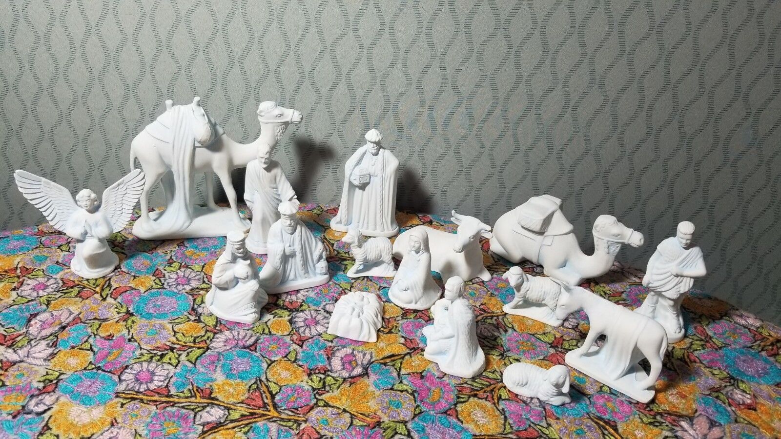 Hand Crafted Artist Signed Religious Christmas Nativity Set