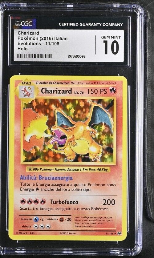 CGC 10 Pokemon ITALIAN Card Charizard Holo Evolutions #11/108