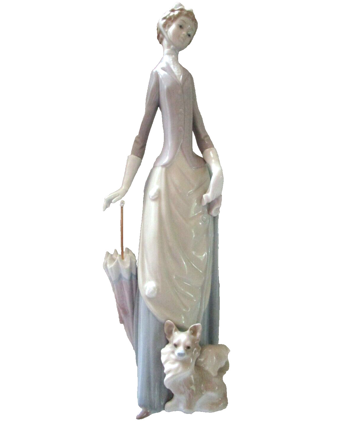Lladro Woman With Umbrella And Dog Figurine # 4761 Made In Spain
