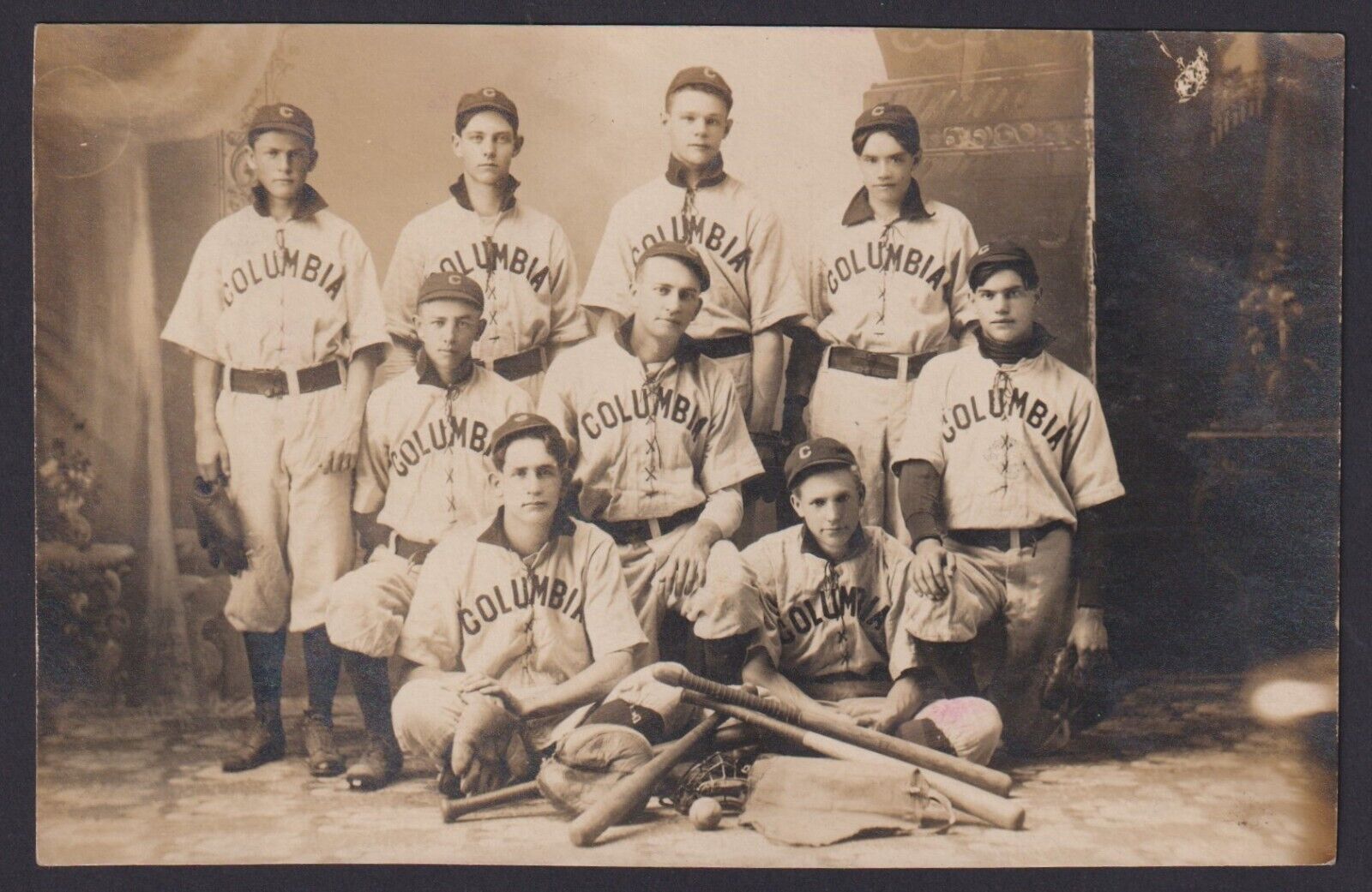 RARE c 1910 RPPC Postcard Columbia Junior College Baseball Team Milton Oregon