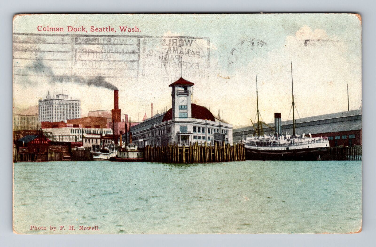 Seattle WA-Washington, River Front, Colman Dock, Antique Vintage Postcard