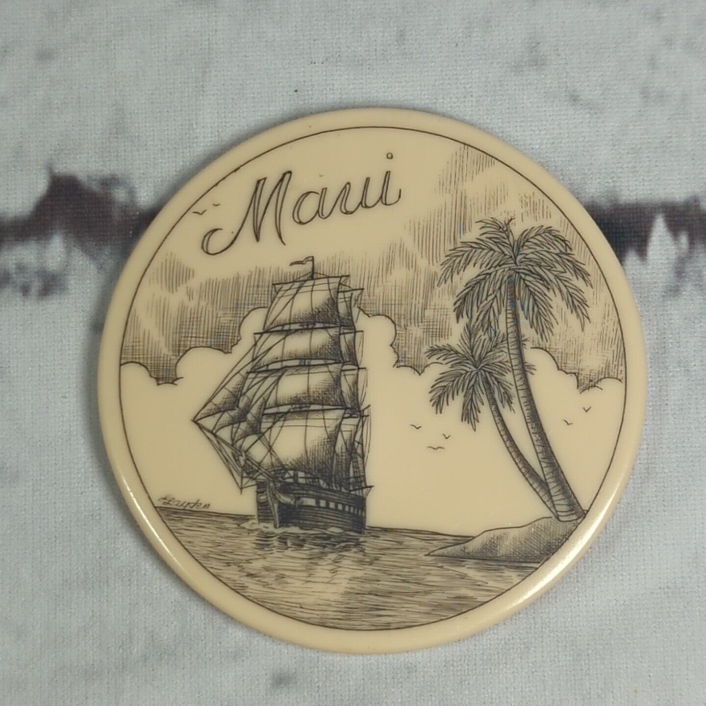 Maui Sailing Ship and Palm Tree Refrigerator Fridge Magnet 