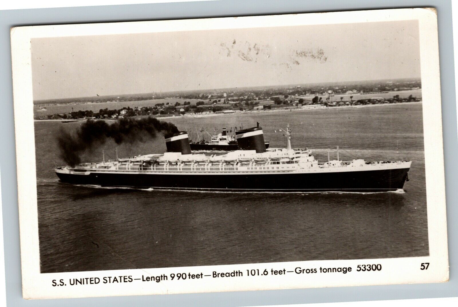 RPPC Steamship SS United States, Vintage Postcard