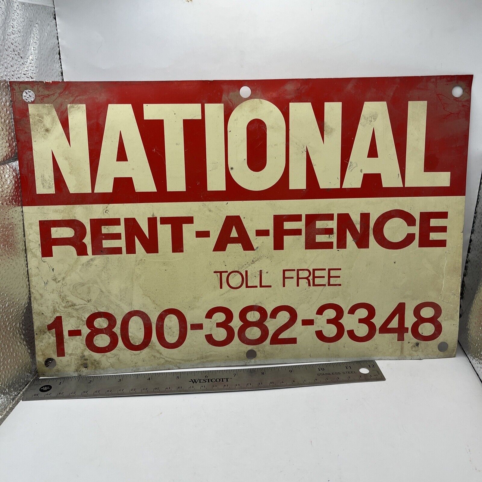 🪧👍Signs Advertising Fence METAL Vintage Man Cave NATIONAL RENT A FENCE