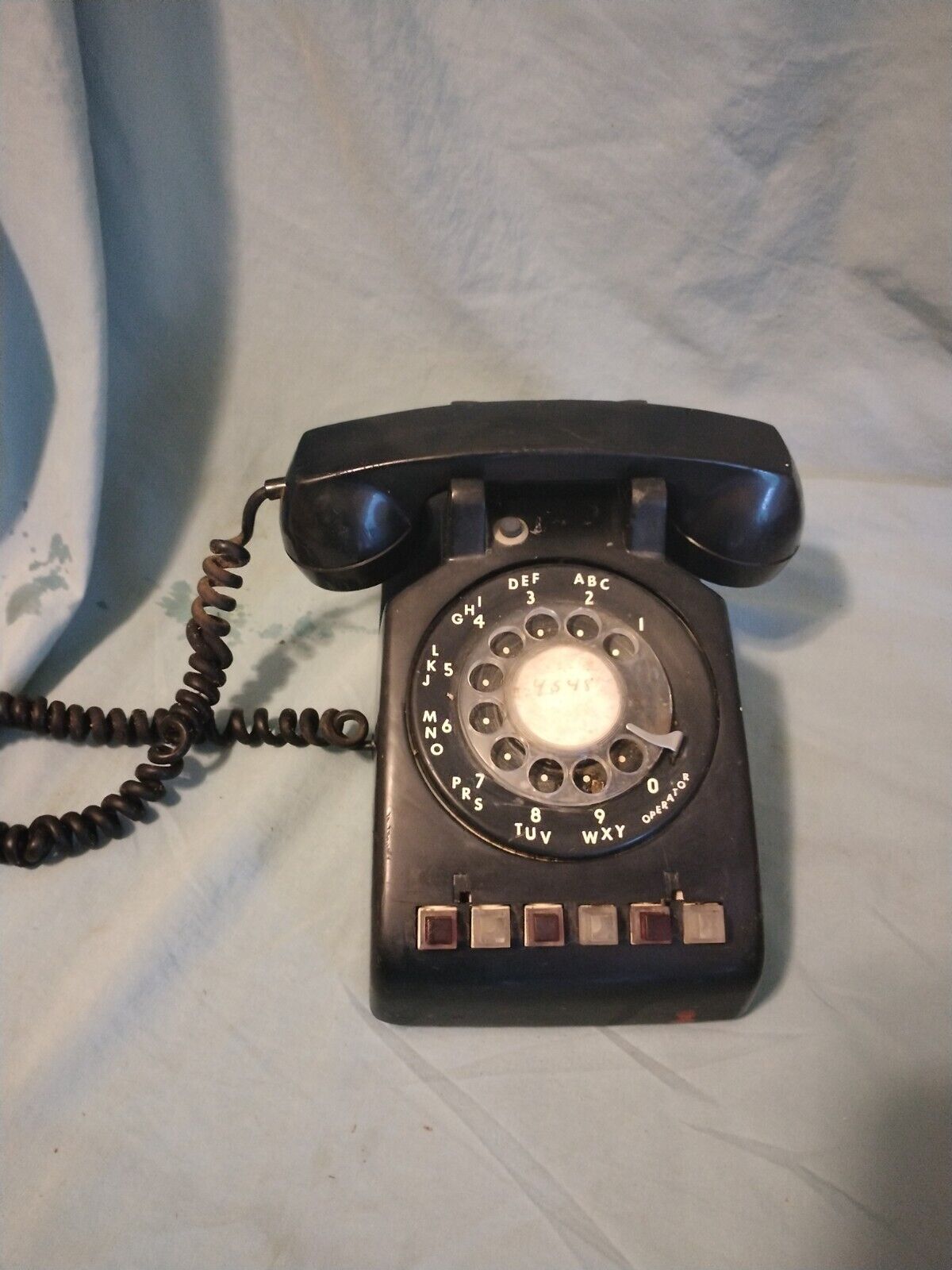 Vintage ITT 6 Lines Rotary Dial Desk Phone Telephone Black  - Multi-Line
