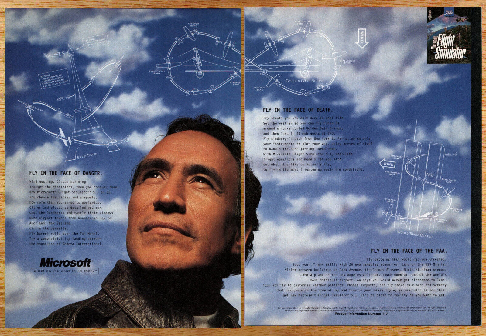 Microsoft Flight Simulator - 2 Page Video Game Print Ad Poster Promo Art 1995