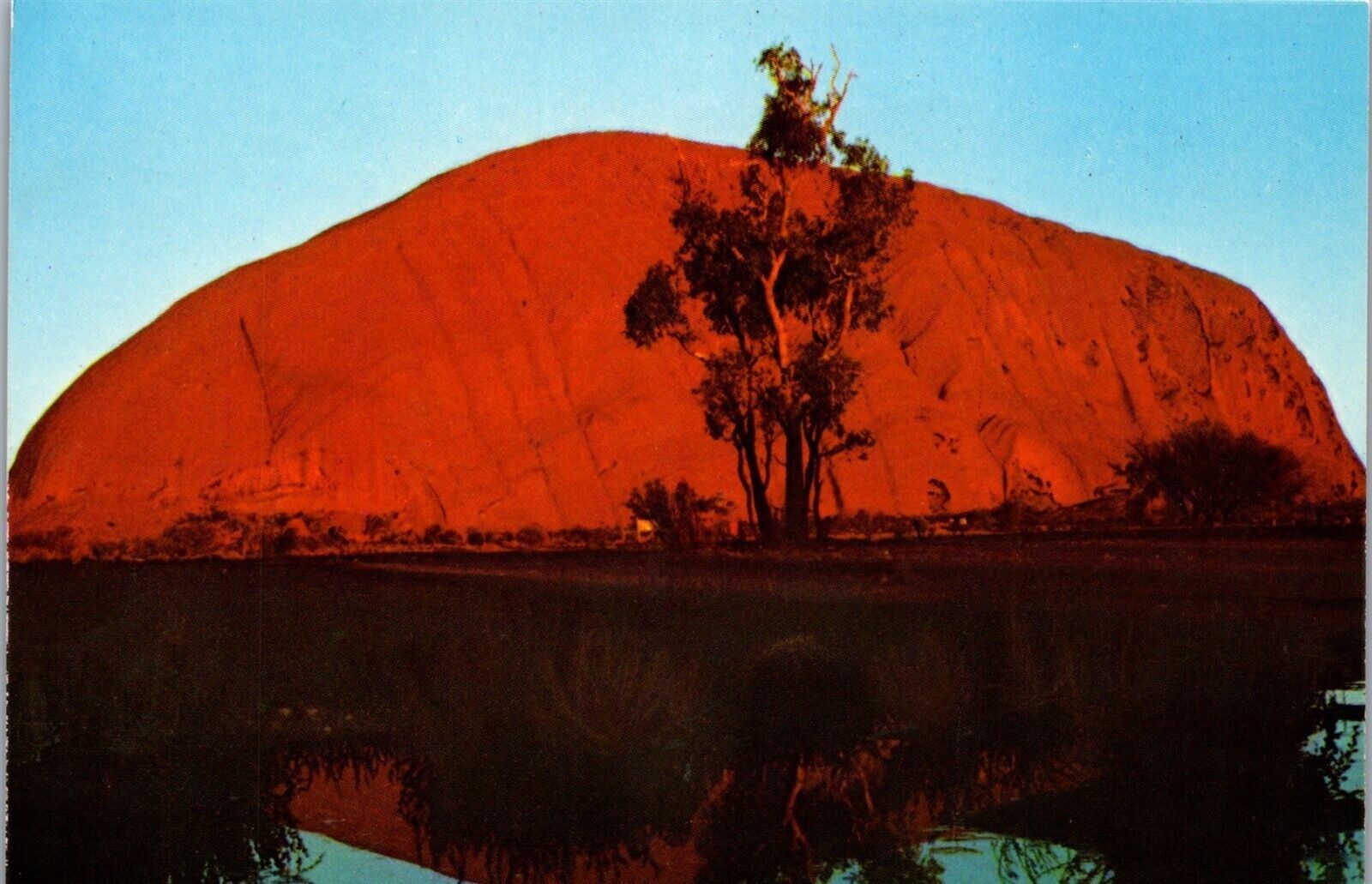 Vintag Postcard AD Fly Qantas ~ Largest Rock in the World Ayres Rock Australia 