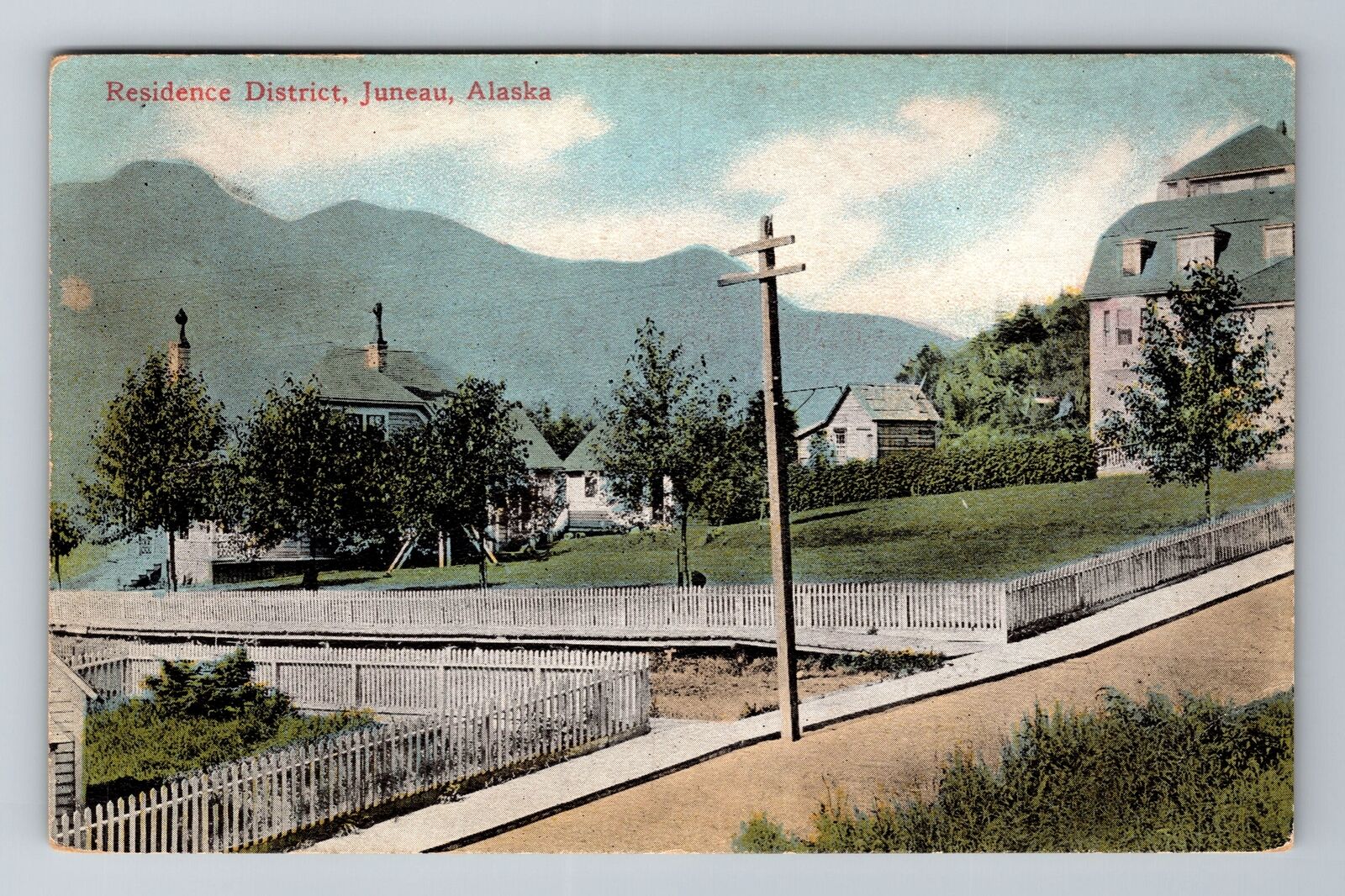Juneau AK-Alaska, Residence District, Antique, Vintage Souvenir Postcard