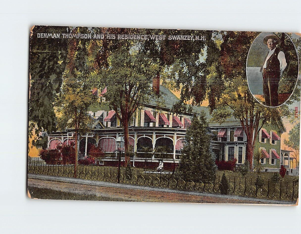 Postcard Denman Thompson And His Residence, West Swanzey, New Hampshire