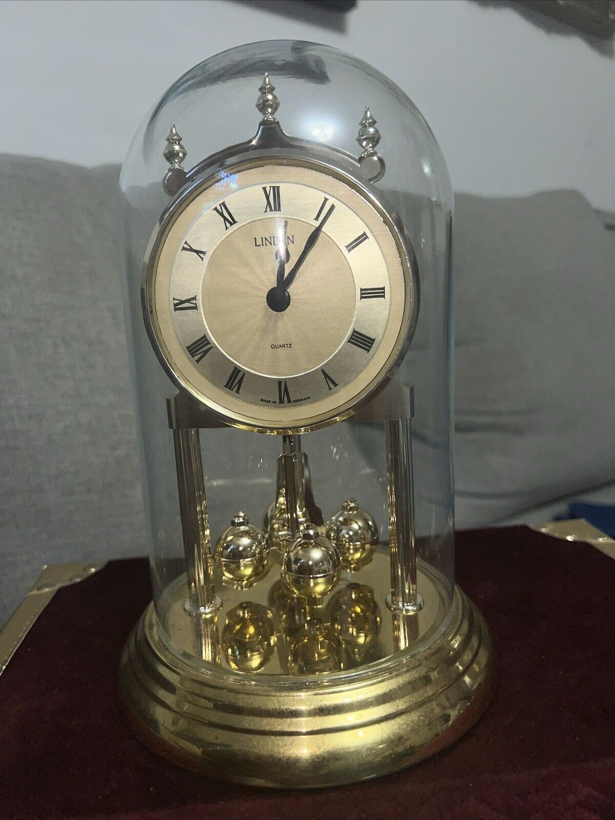 Vintage Linden German Anniversary Glass Dome Clock AA Not Included Works Great