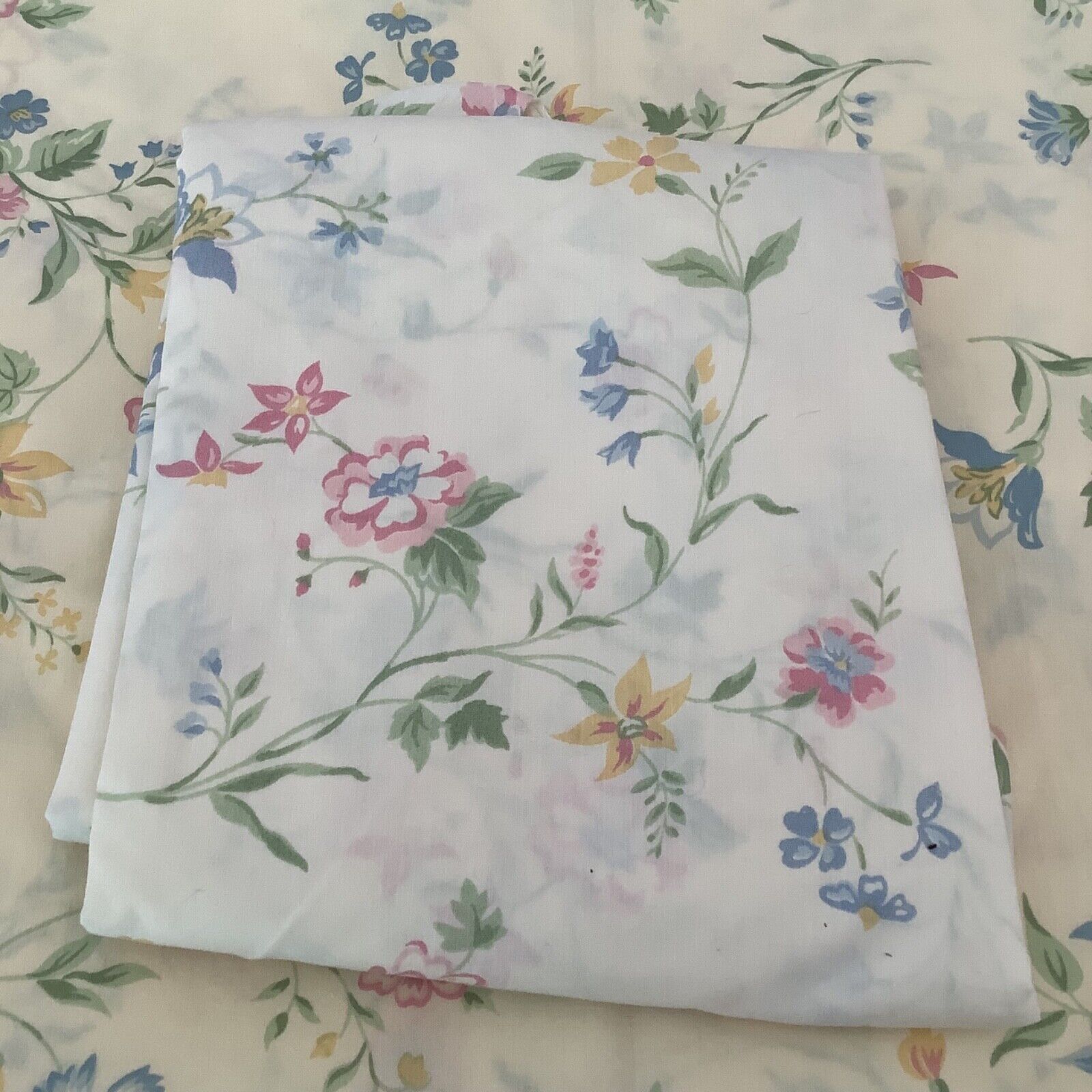 Vintage Lady Pepperell Cotton Percale Full Size Flat & Fitted Sheet Set USA MADE