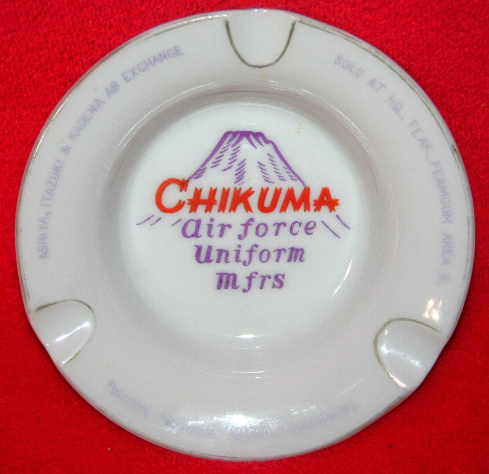 Vintage 50s CHIKUMA US Air Force USAF Uniform Maker JAPAN Porcelain ASHTRAY