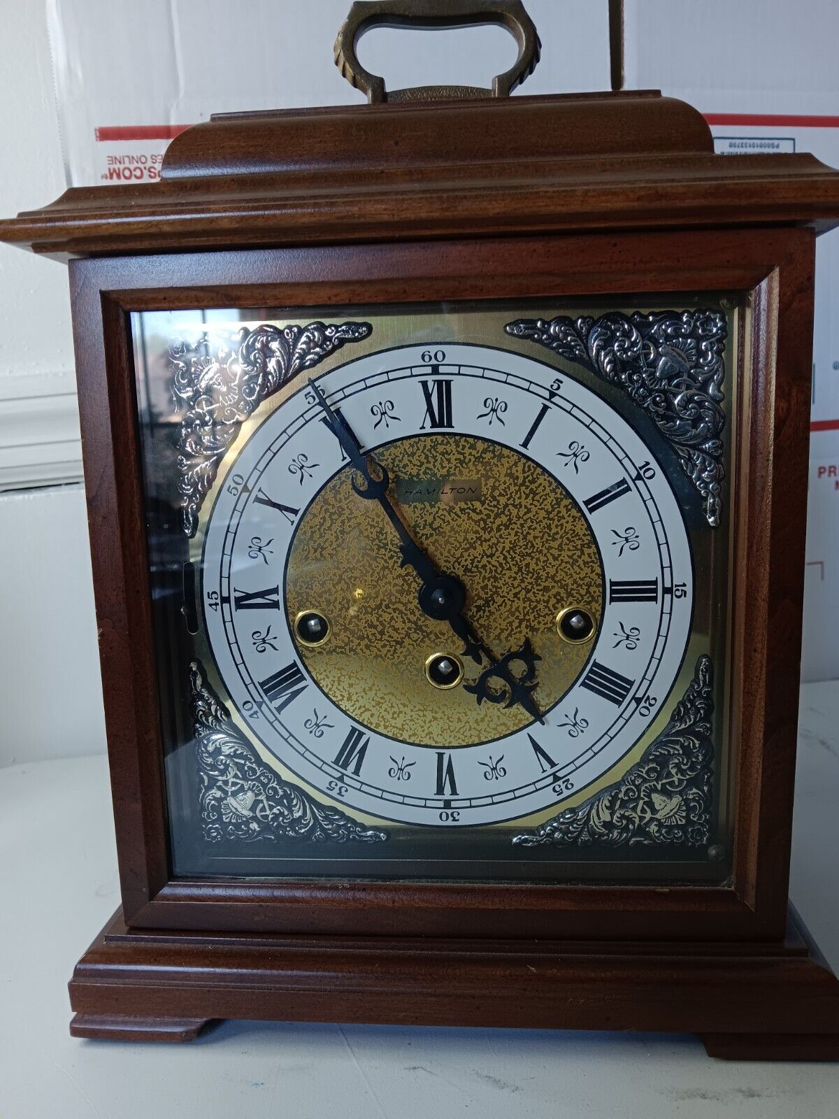 Vintage Hamilton 340-020, 2 Jewels West Germany Mantle Clock Chimes W/ Key