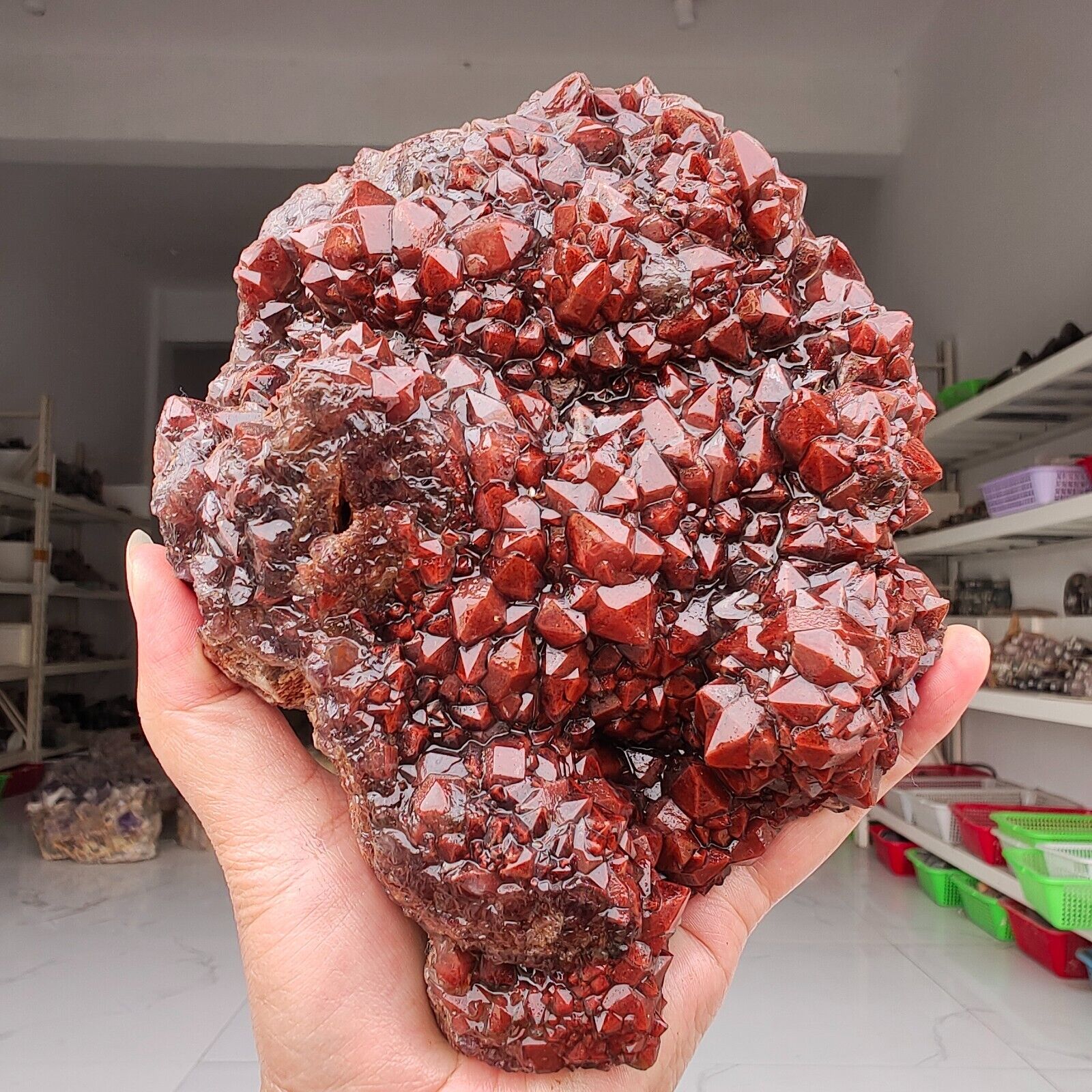2.71LB Genuine rare Red Cap Auralite 23 raw cluster Quartz Mineral Specimen Y928
