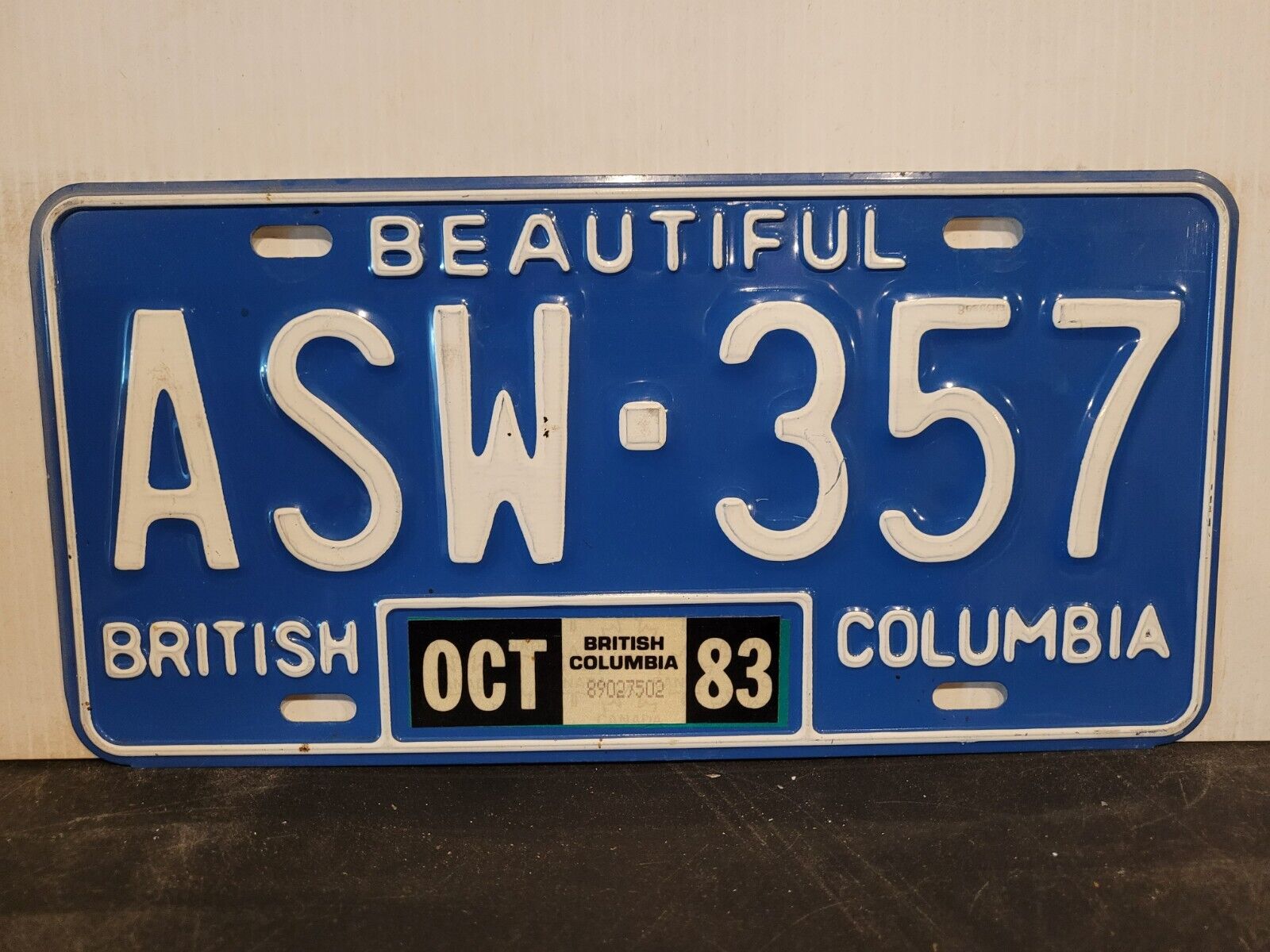 1983 British Columbia License Plate Tag Original.