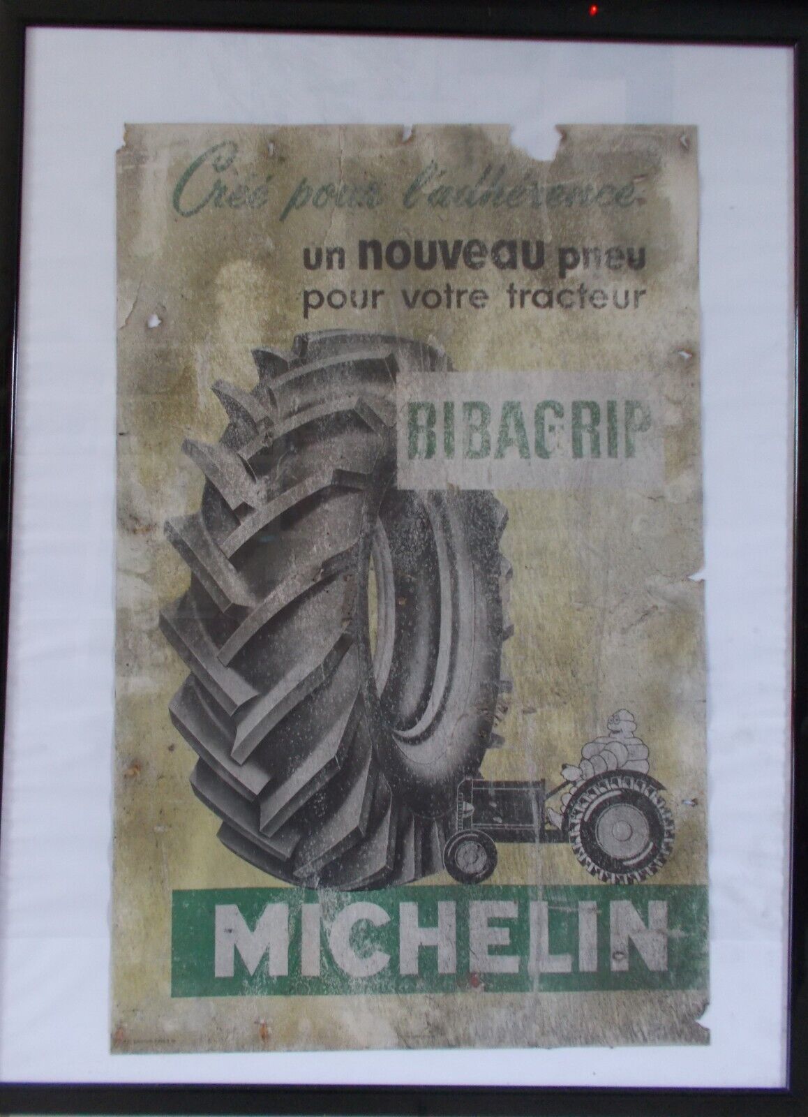 Antique Vintage Bibendum Automobilia MICHELIN BIBAGRIP Cardboard Poster