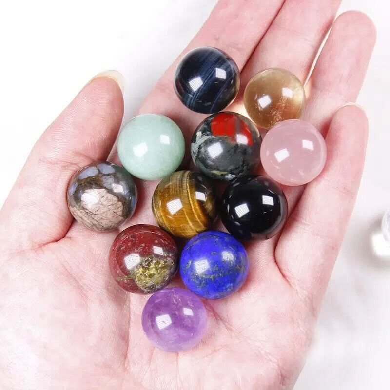 30Pcs 10MM Natural Gemstone No Holes Ball Bead Round Beads For Jewelry Making
