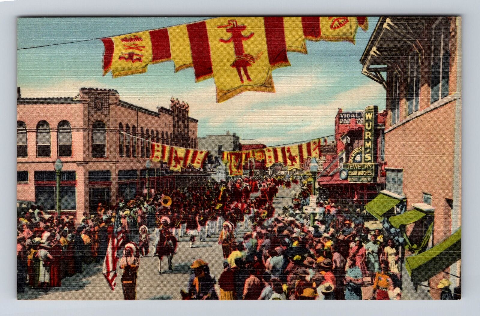 Gallup NM-New Mexico, Parade at Inter Tribal Ceremonial, Vintage Postcard