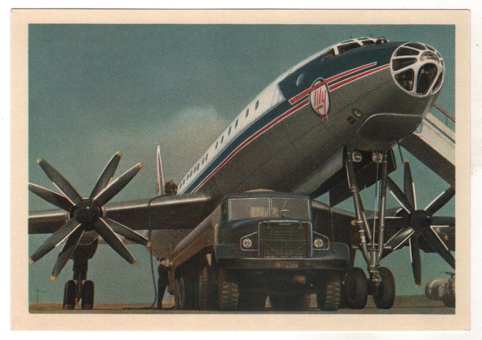 AEROFLOT Passenger aircraft TU-114 Airplane Aviation USSR Russian Postcard Old