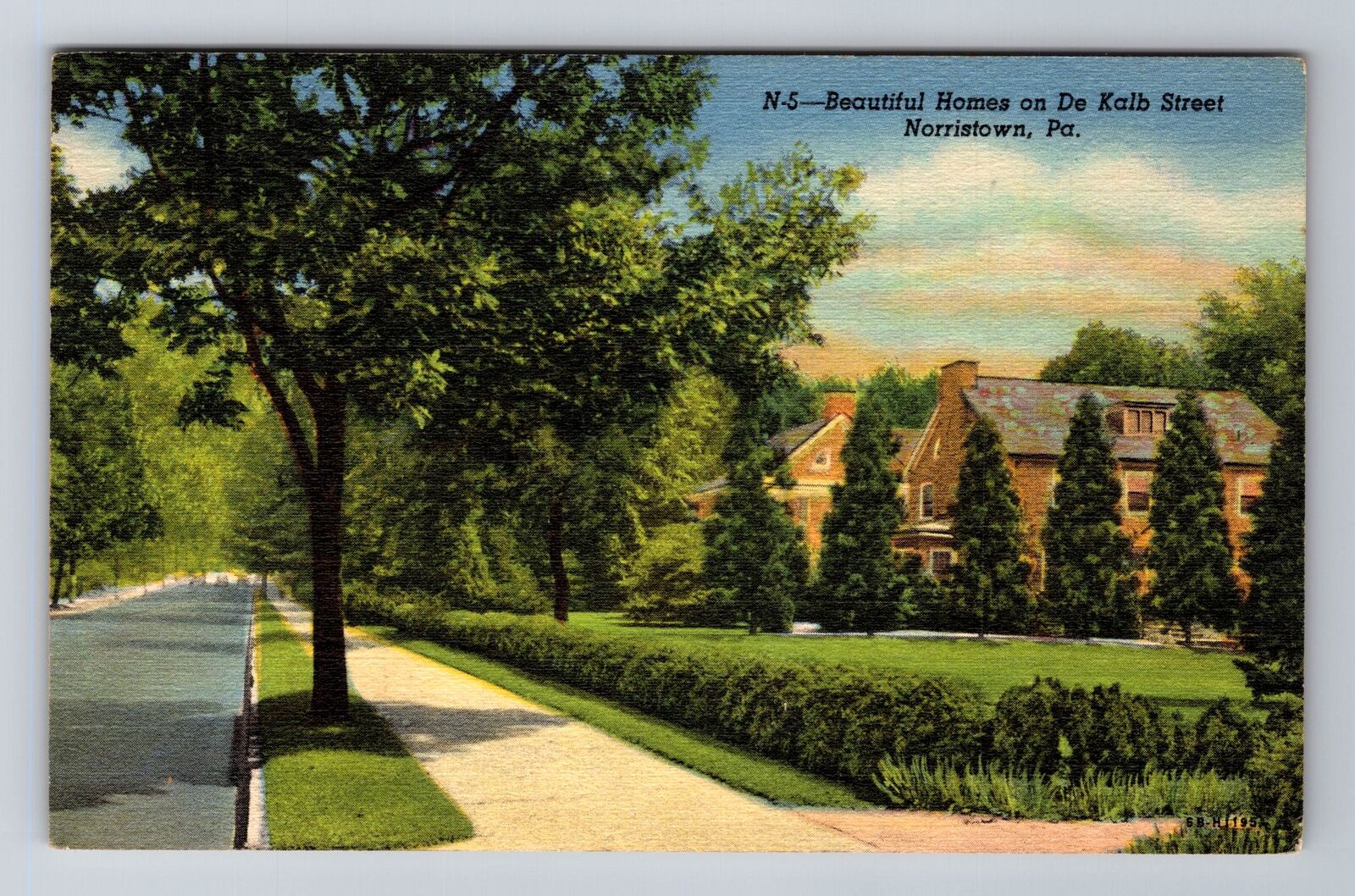 Norristown PA-Pennsylvania, Residential Area on De Kalb Street, Vintage Postcard