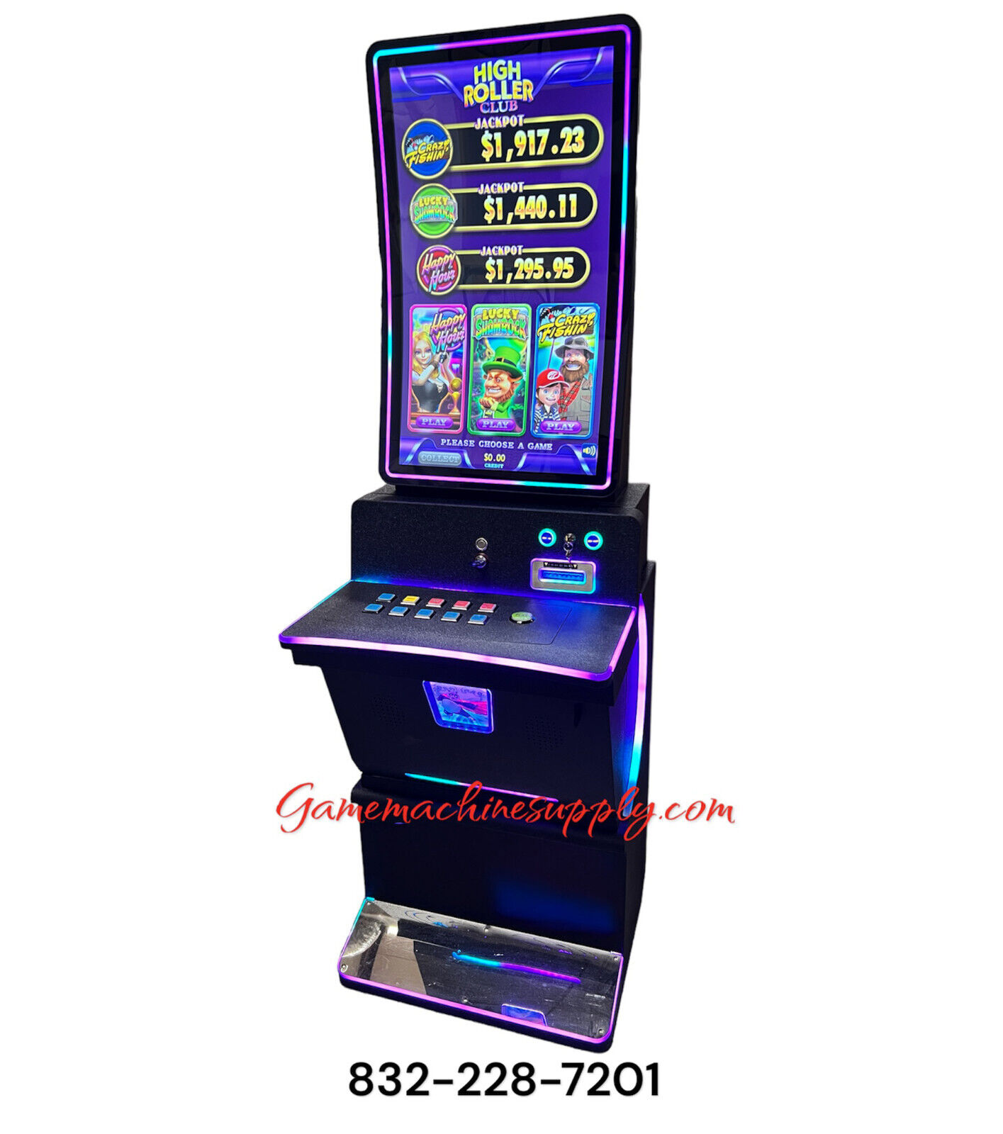 (Curve Screen) Lucky Shamrock High Roller Club Game Machine with Security Alarm