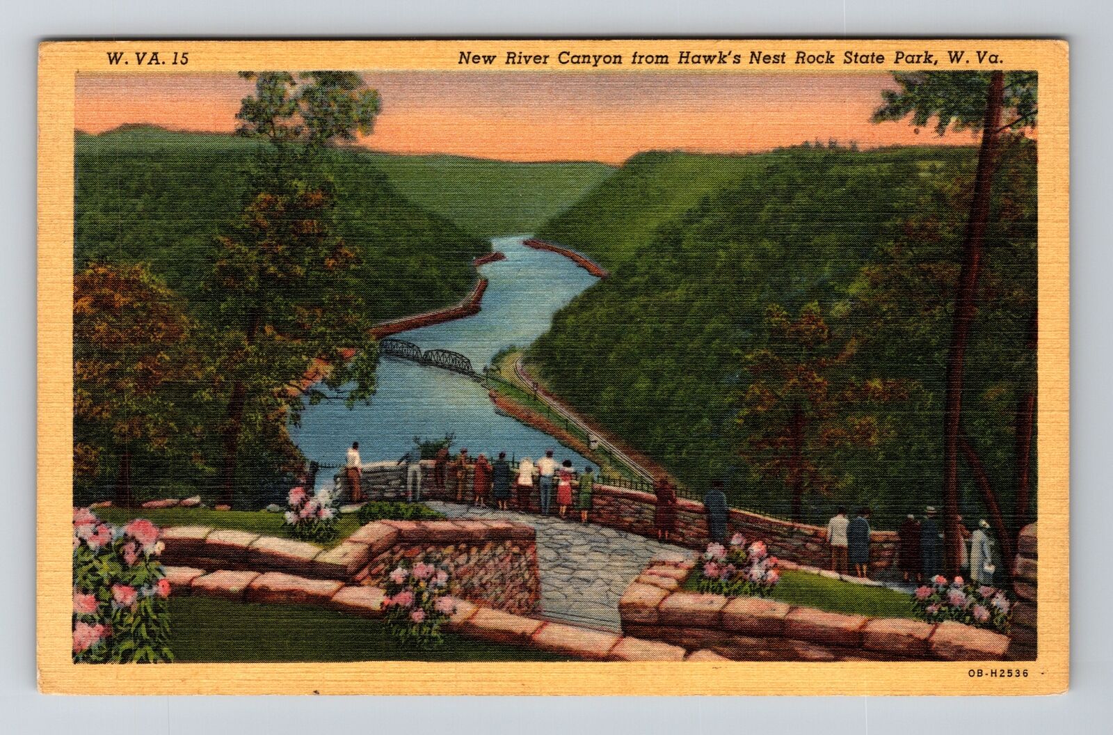 Hawk\'s Nest Rock State Park WV-West Virginia New River Canyon Vintage Postcard