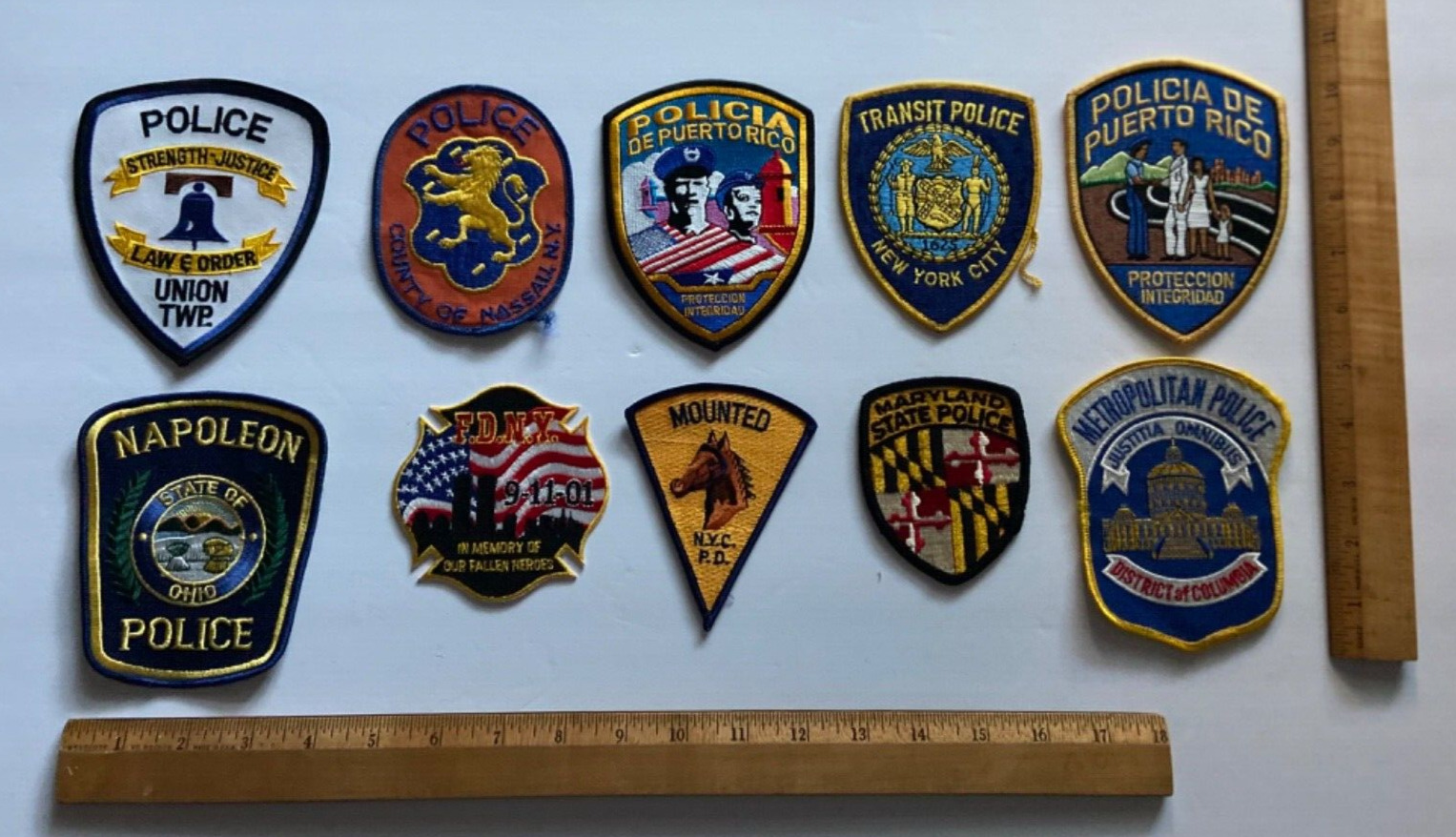 Vintage 10 Item Mixed Obsolete Police Patch Lot
