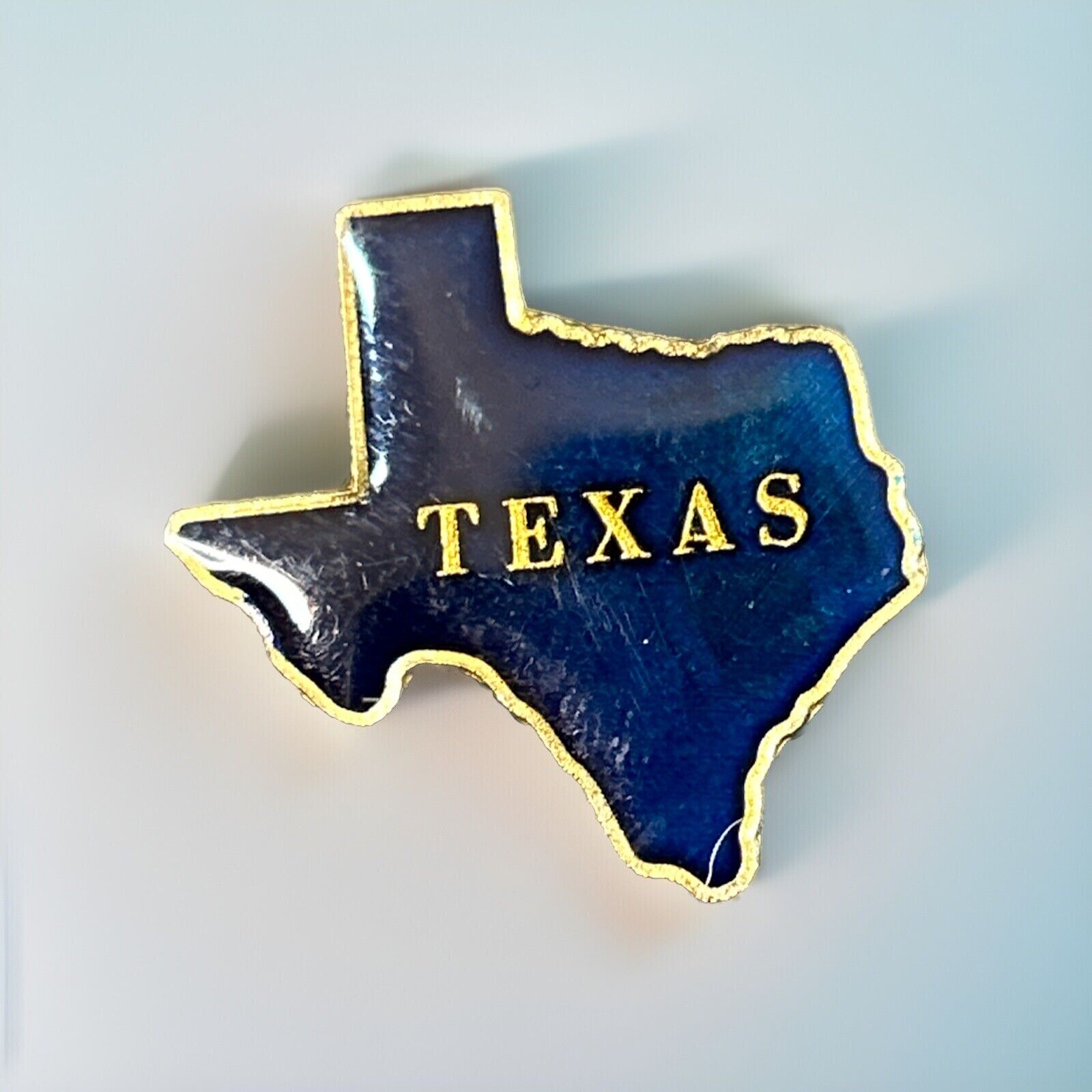 VTG Texas State Map Enamel Pin Souvenir Blue