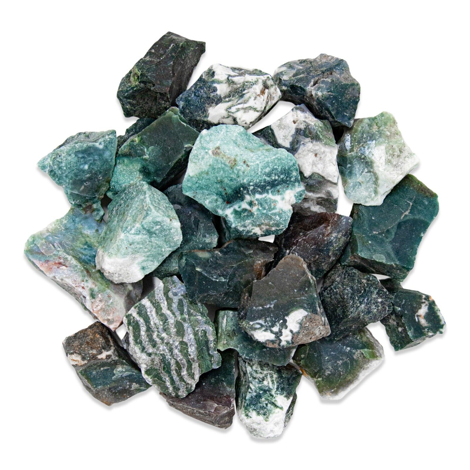 Raw Moss Agate - From India - Bulk Rough Crystals Natural Healing Gemstones