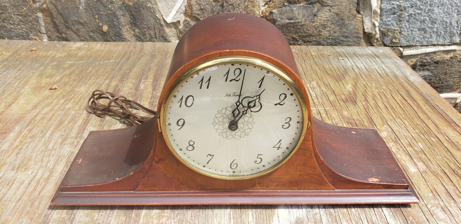 Antique 1920s Seth Thomas Wood Electric Mantle Clock with Chimes E720-001