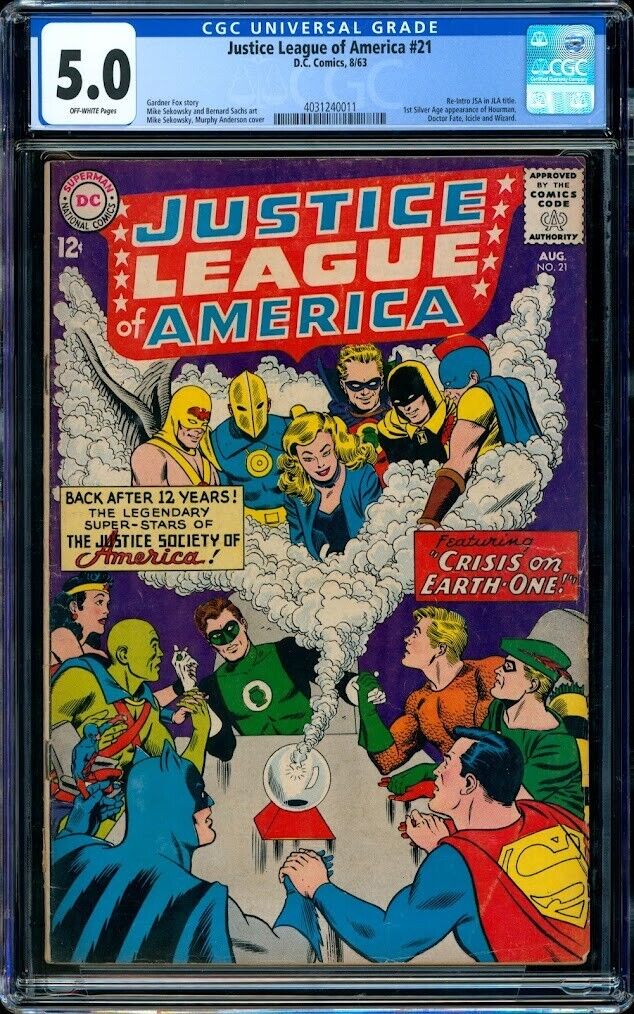 Justice League of America 21 | Aug 1963 | CGC 5.0 | JSA meet JLA | Classic cover
