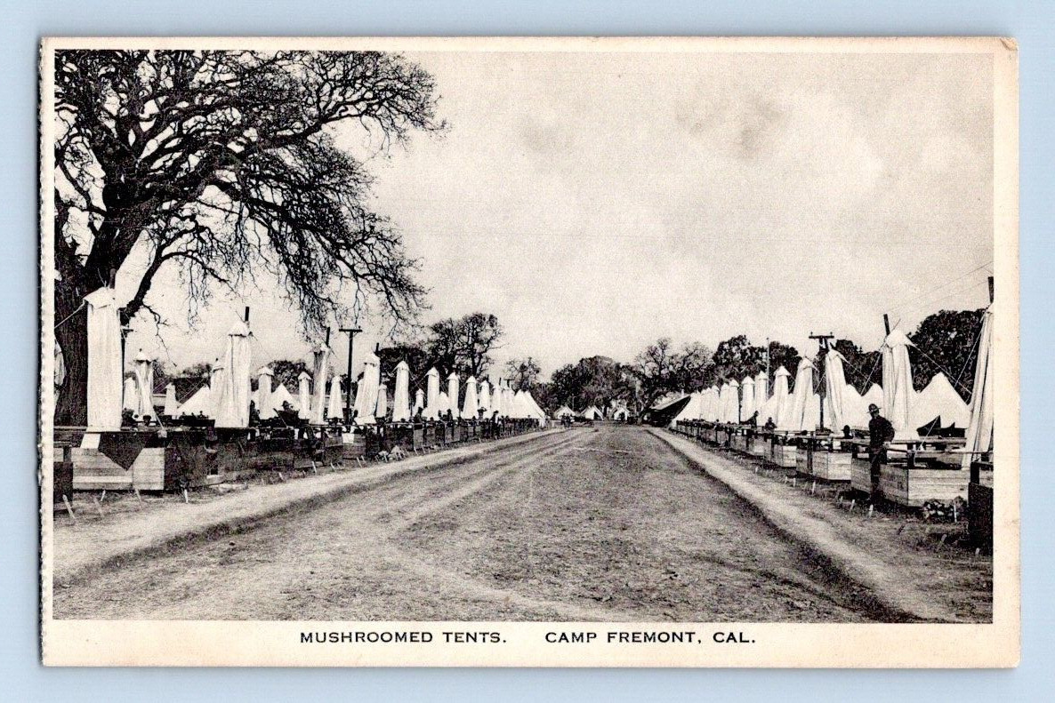 1918. CAMP FREMONT, CAL. MUSHROOM TENTS. POSTCARD. JB5