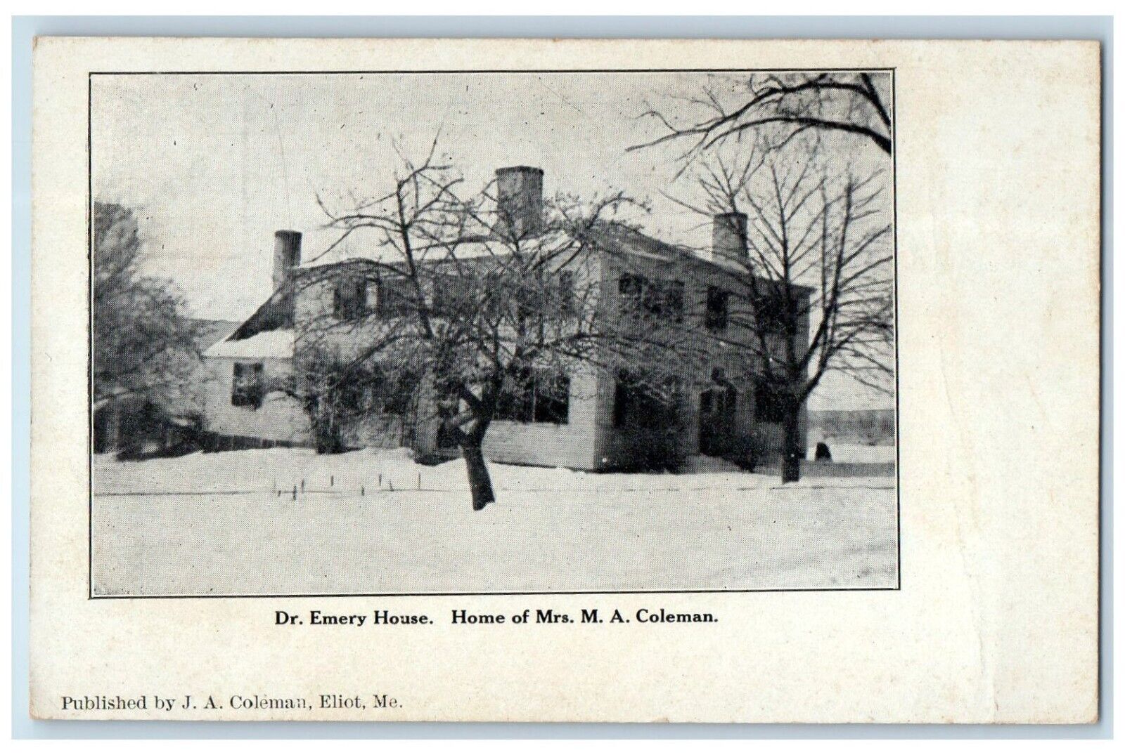 1898 Dr. Emery House Home Mrs. M.A. Coleman Brookville Indiana PMC Postcard