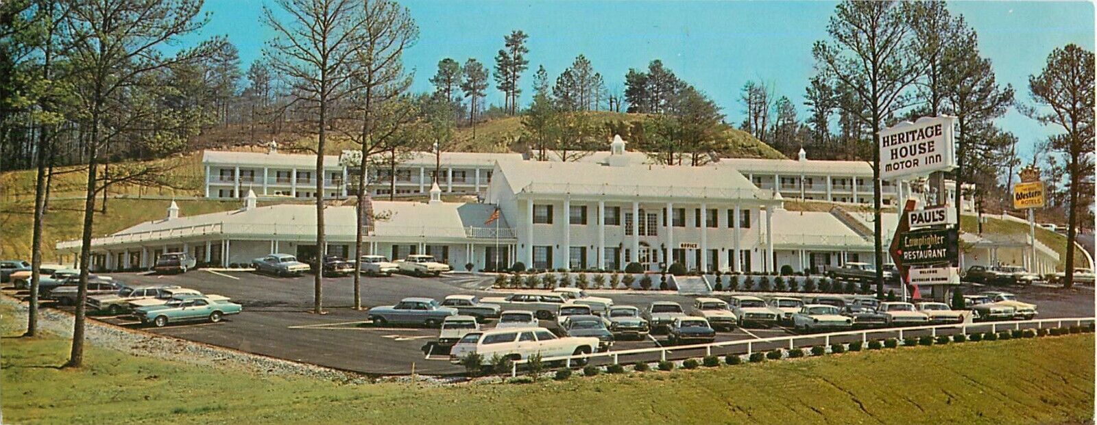 c1960s Heritage House Motor Inn Motel, Birmingham, Alabama Panoramic Postcard