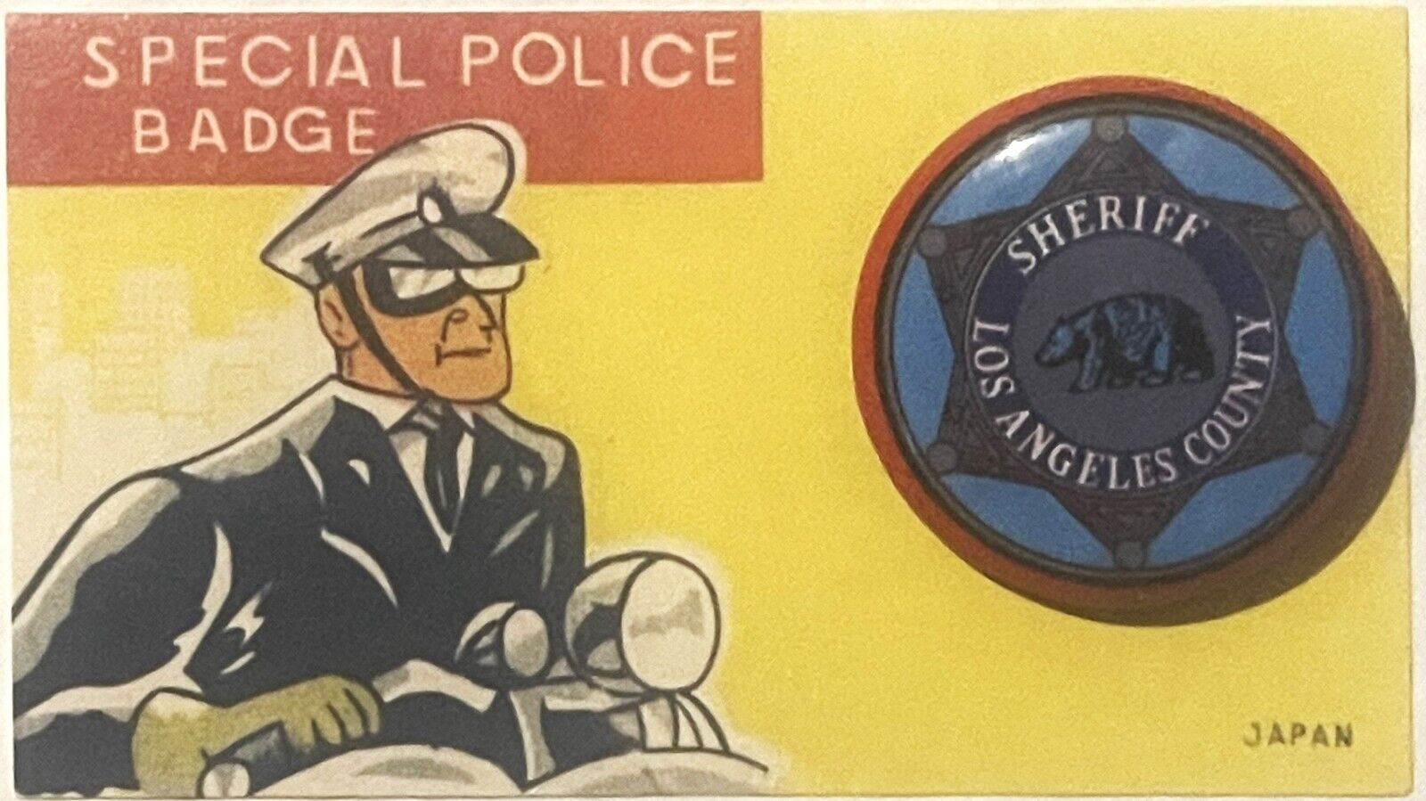 Very Rare Vintage 1950 Los Angeles County Sheriff Tin Litho Special Police Pin