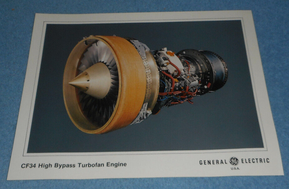 1984 General Electric CF34 High Bypass Turbofan Engine Product Info Card Print