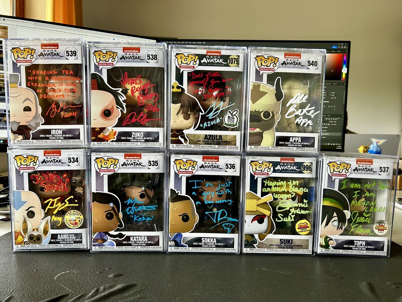 Avatar The Last Airbender Autographed Signed Funkos With Cases.