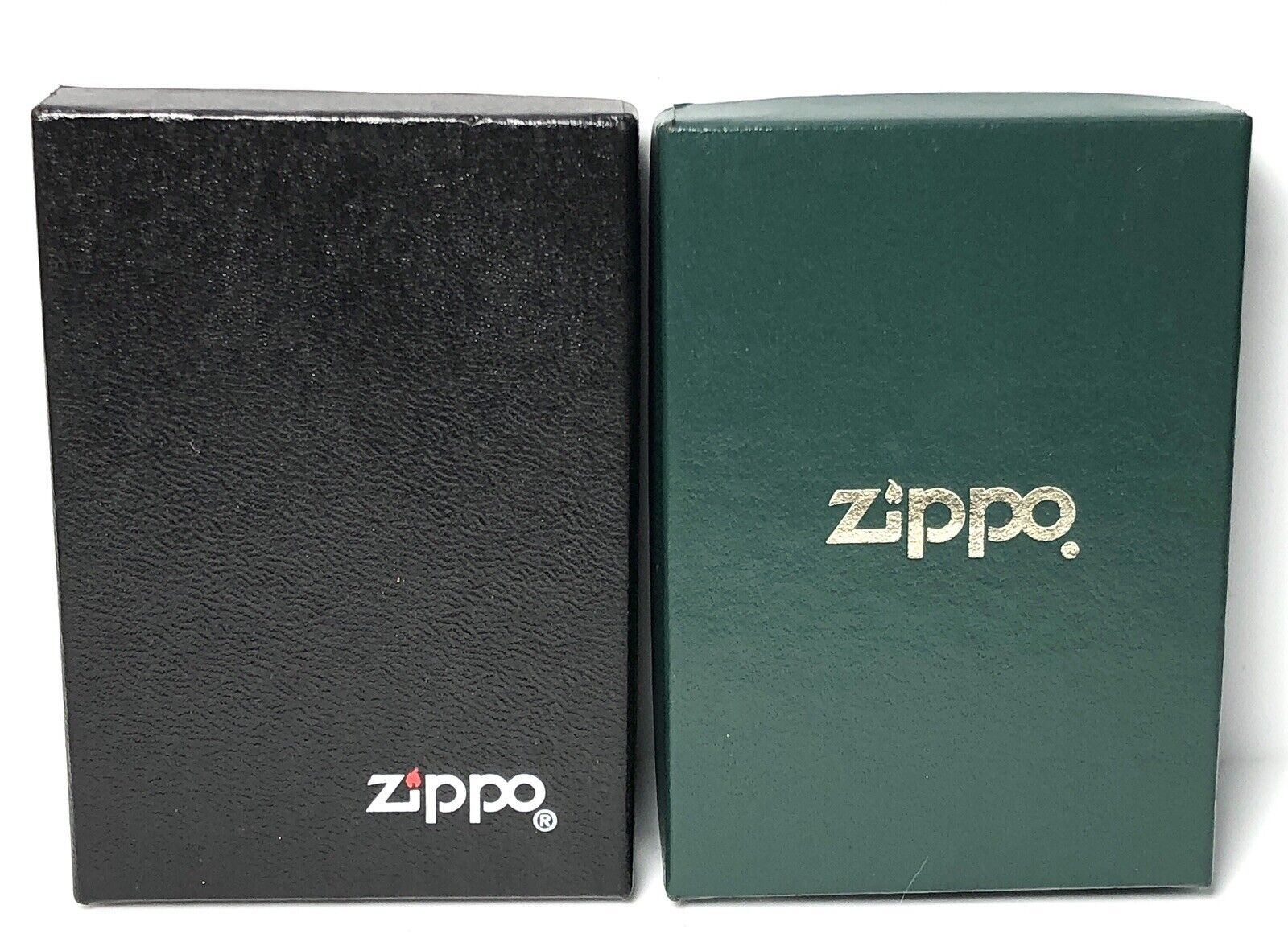 Lot Of 2 Vintage Zippo Lighter Box Empty Black / Gold & Green Good Condition
