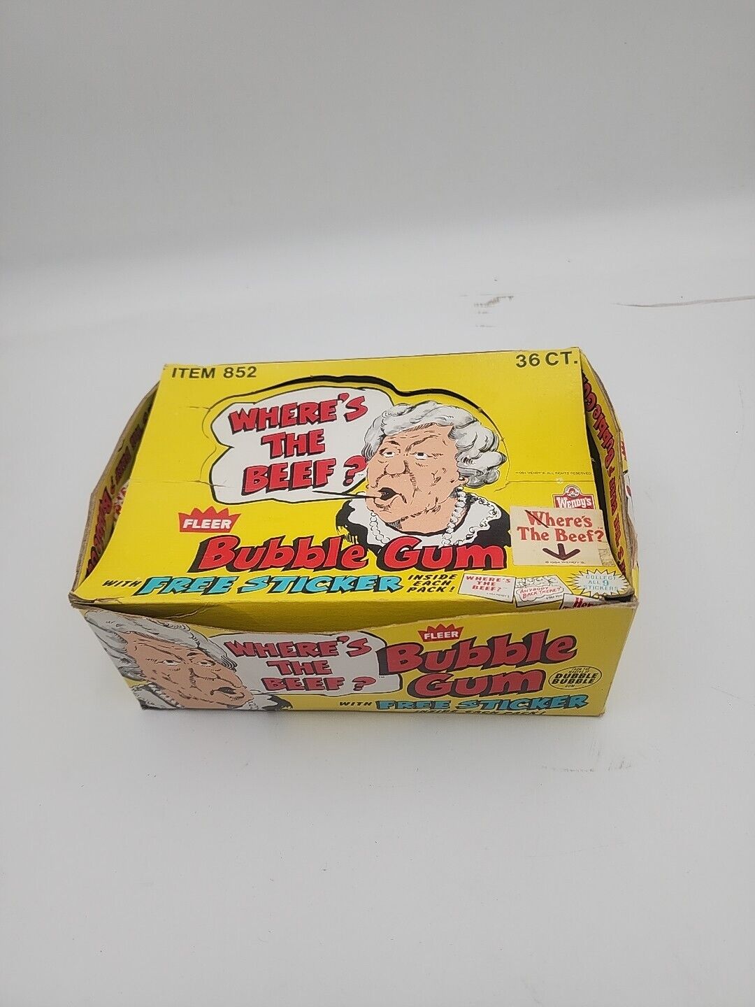 Vintage 1984 Wendy\'s Where\'s The Beef? Fleer Bubble Gum 29 gum + box