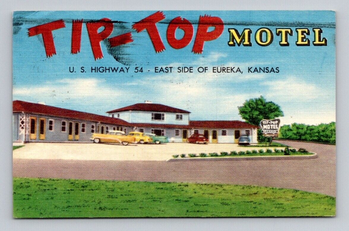 1957. TIP TOP MOTEL. HWY 54 EUREKA, KANSAS. POSTCARD SS29