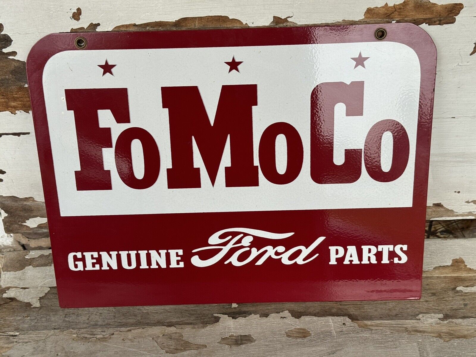Vintage FoMoCo Sign Genuine Ford Parts Double Sided Painted Metal  Minty Fresh