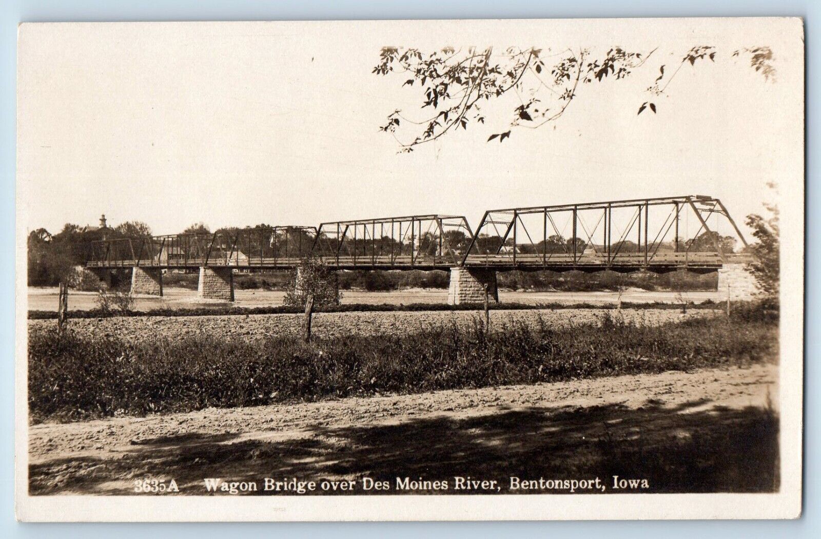 Bentonsport Iowa IA Postcard RPPC Photo Wagon Bridge Over Des Moines River