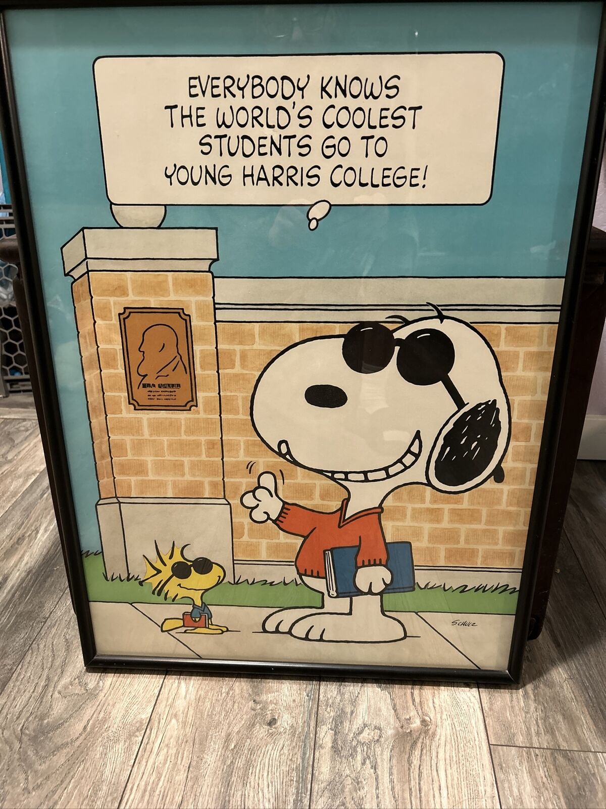 RARE 70’s Vintage 20x28” Peanuts SNOOPY & Woodstock Poster Young Harris College