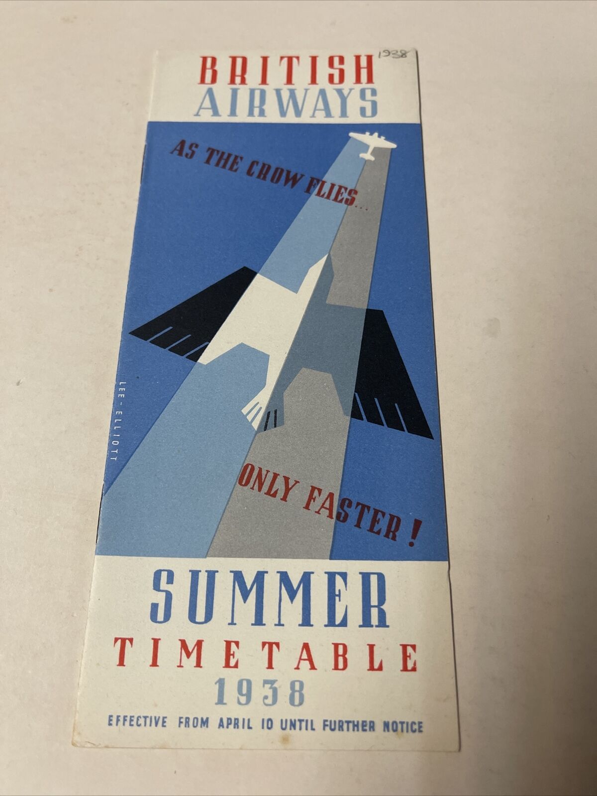 British Airways April 1938 AIRLINE TIMETABLE SCHEDULE Brochure flight Map