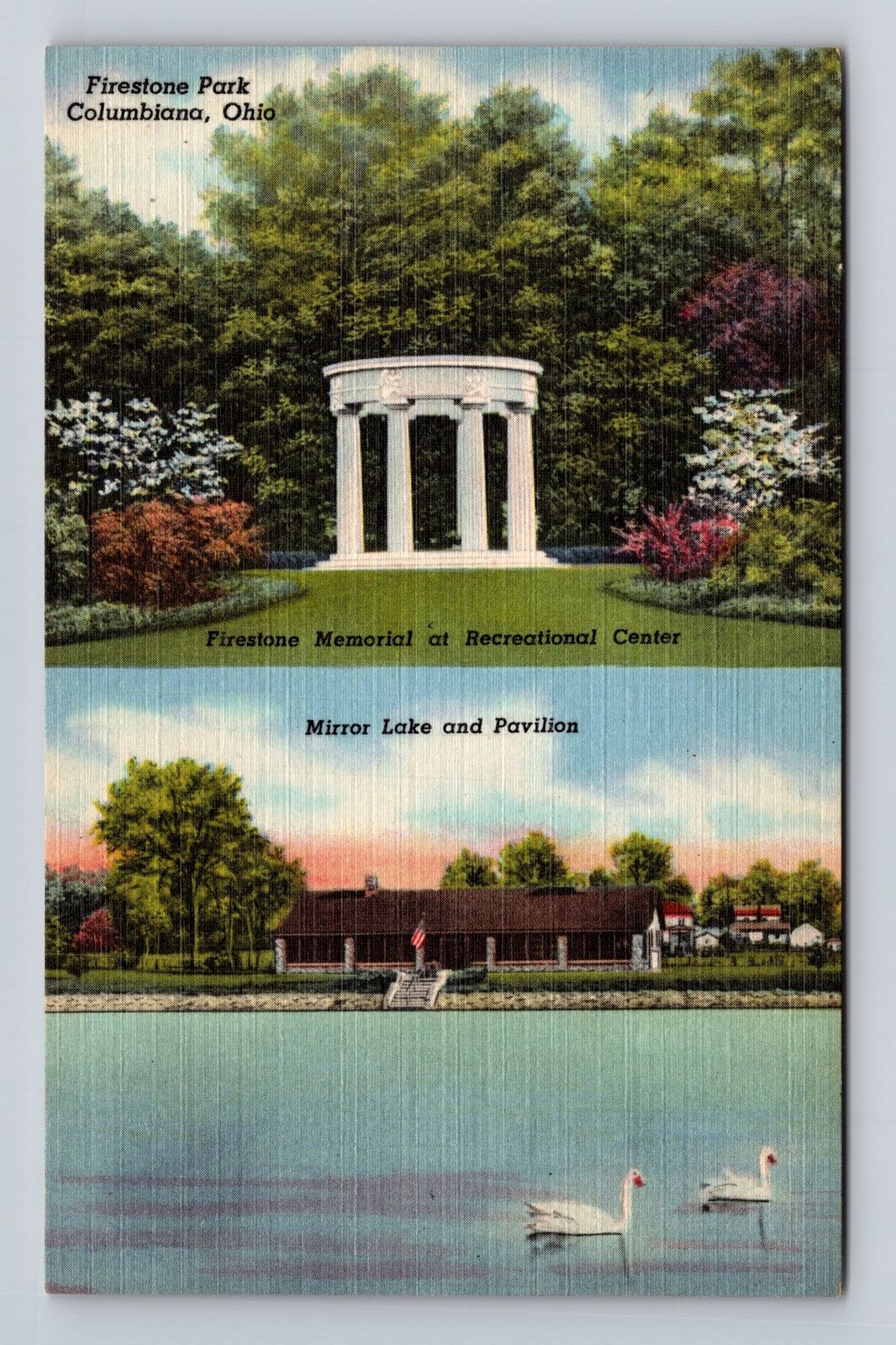 Columbiana OH-Ohio, Firestone Park, Antique, Vintage Souvenir Postcard