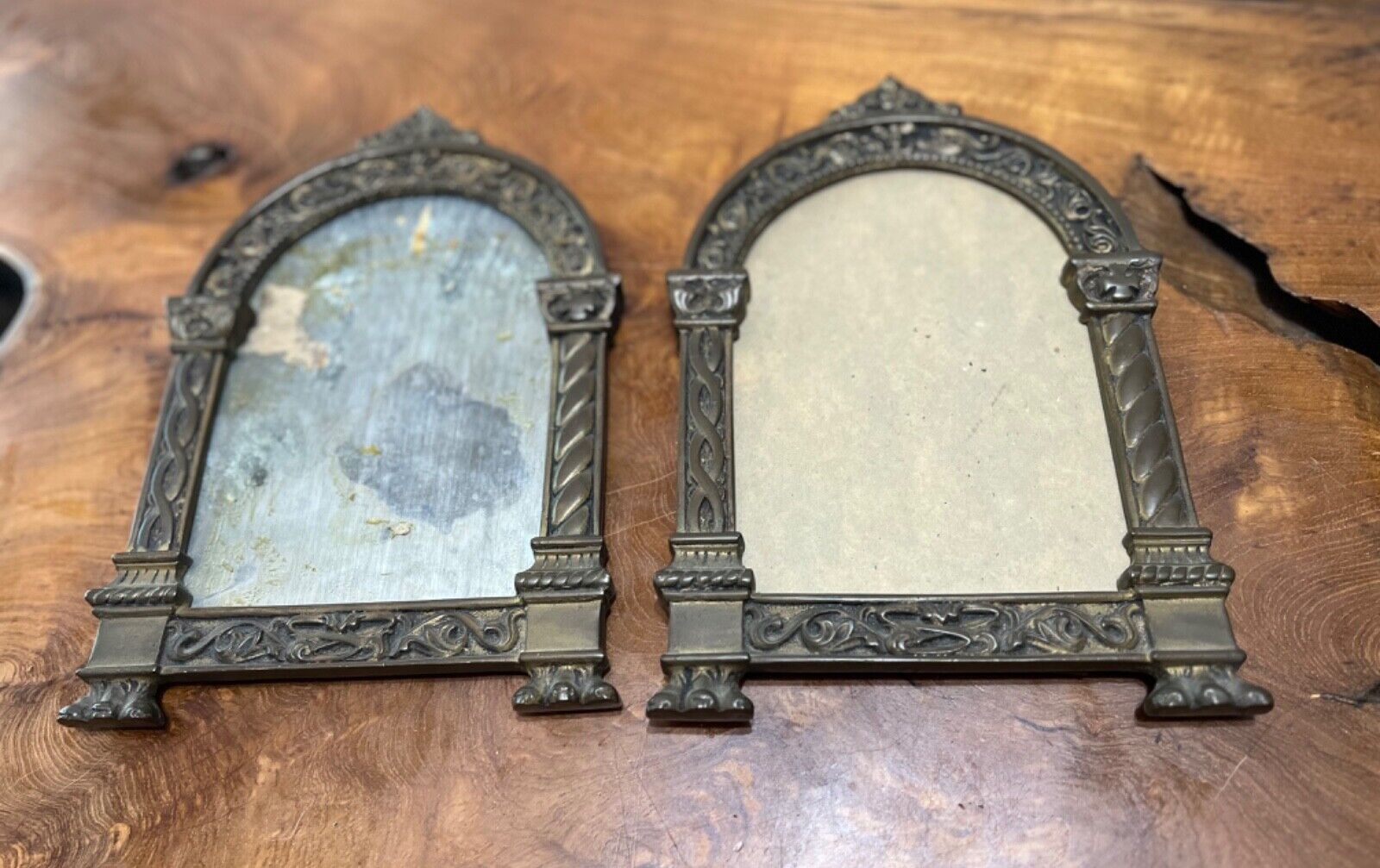 Antique Pair of Bronze Neoclassical Photo Frames